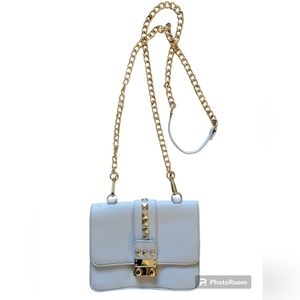 BCBG Paris Faux Leather Light Purple Purse with Gold Accents